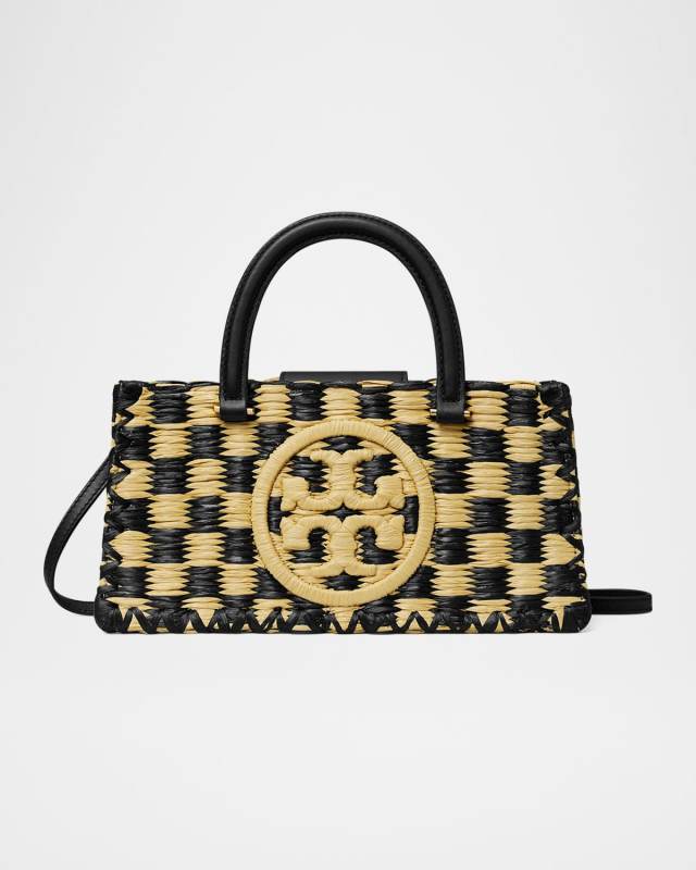 Ella Checkered Crochet Top-Handle Bag